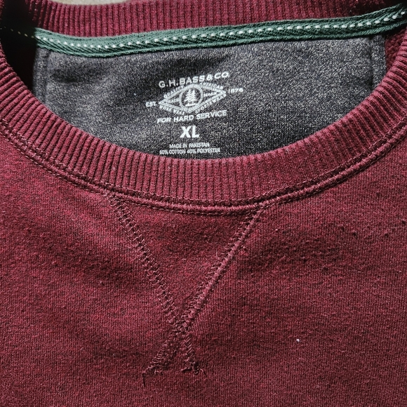G.H. Bass & Co. Red Crewneck Sweater with Ribbed Cuffs - Picture 5 of 6